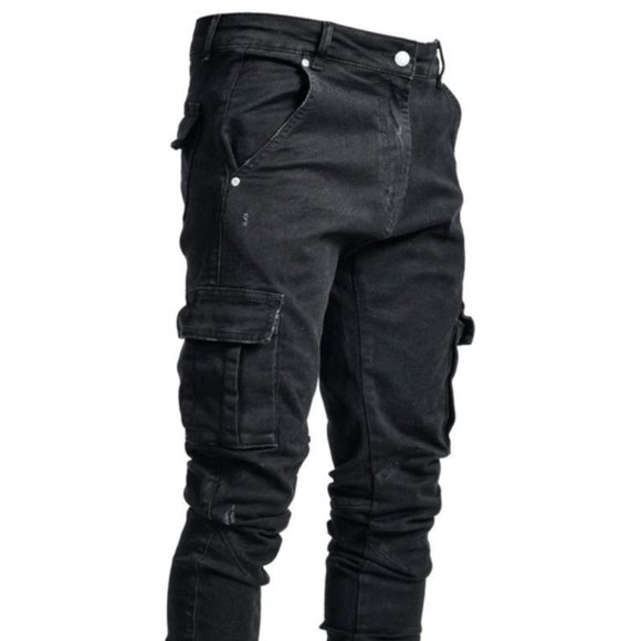 black cargo denim pants